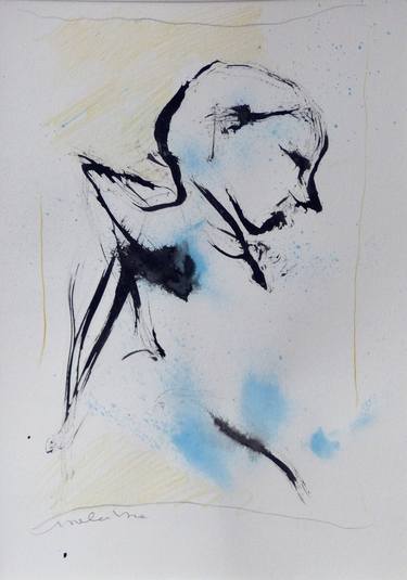 Original Expressionism Portrait Drawings by Frederic Belaubre
