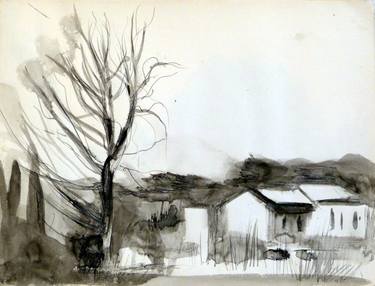 Original Figurative Landscape Drawings by Frederic Belaubre