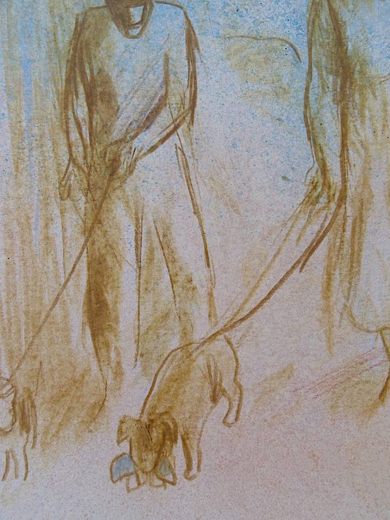 Original Figurative Dogs Drawing by Frederic Belaubre