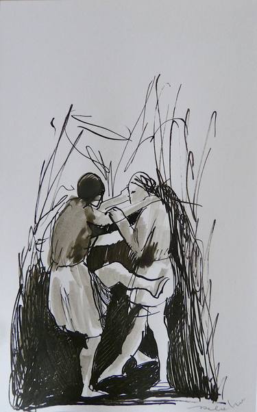 Original Figurative Women Drawings by Frederic Belaubre