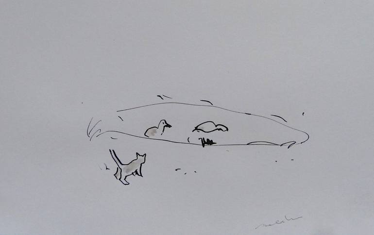 Original Figurative Cats Drawing by Frederic Belaubre
