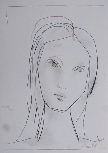 Original Figurative Portrait Drawings by Frederic Belaubre