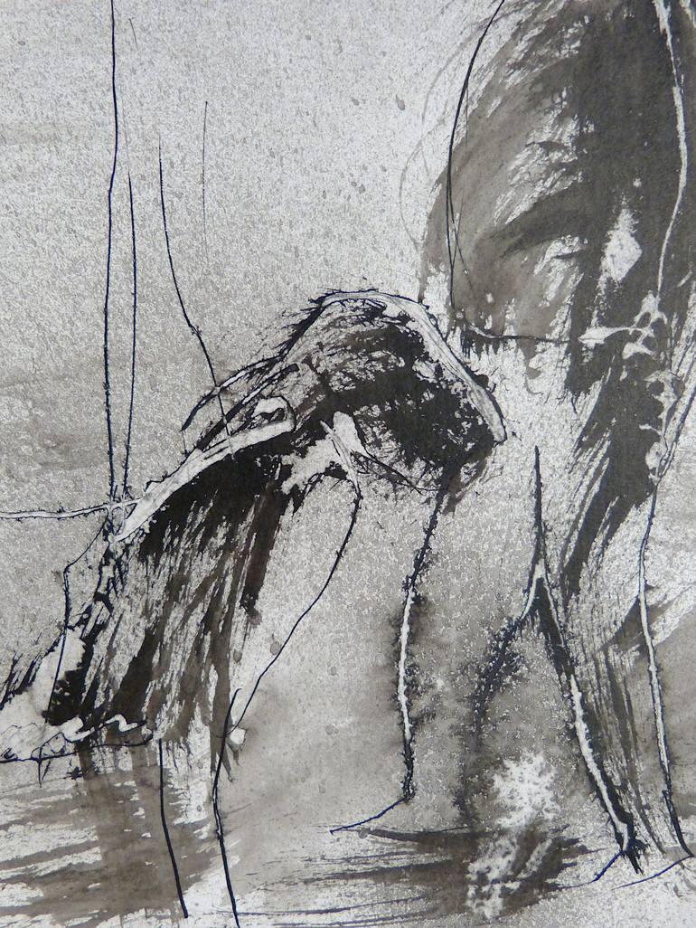 Original Figurative Dogs Drawing by Frederic Belaubre