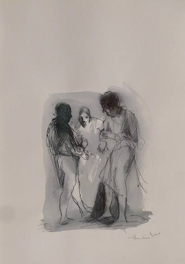 Original Figurative People Drawings by Frederic Belaubre