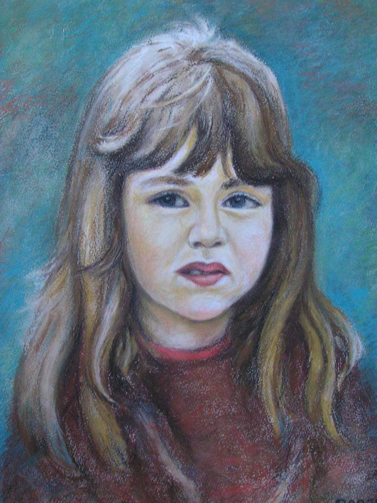 A Young Girl With A Brown Hair. Drawing By Andres Pleesi 