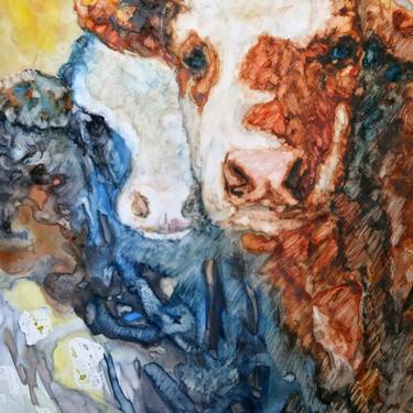 Original Expressionism Cows Paintings by MC Churchill-Nash