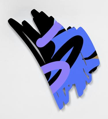 Diagonal Scribble Wall Sculpture (Blue Black Violet) thumb