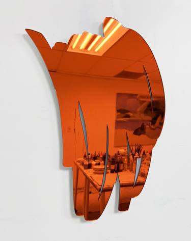 Vertical Scribble Mirror (Orange, Petite), 17" x 23" thumb