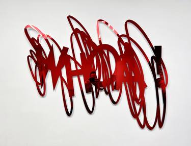 WHOA! Red Mirror Scribble Wall Sculpture thumb