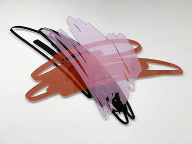 Three Scribbles Horizontal (Pink) - Wall Sculpture thumb