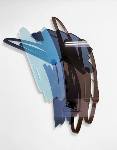 Four Scribbles, Neutral Blues - Wall Sculpture - Laser Cut Acrylic thumb