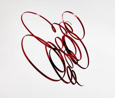 Scribble Wall Sculpture, Red Mirrored Acrylic thumb
