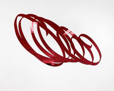 Scribble Wall Sculpture, Red Mirrored Acrylic thumb