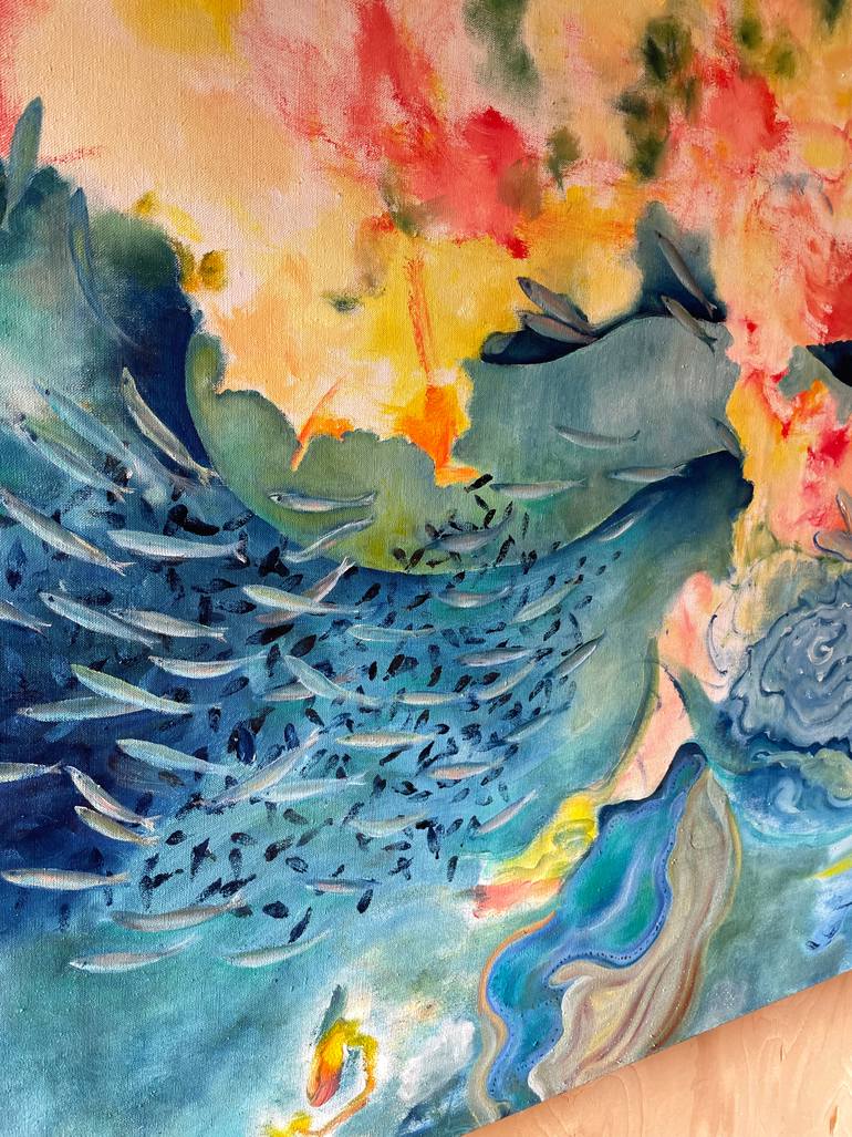 Original Art Deco Seascape Painting by Michelle Bird