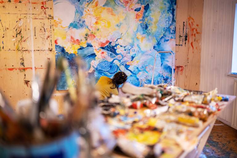 Original Art Deco Seascape Painting by Michelle Bird