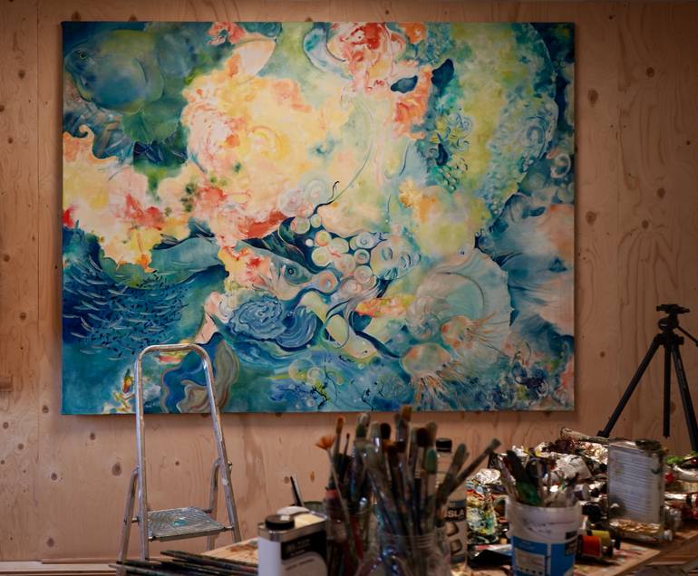 Original Art Deco Seascape Painting by Michelle Bird