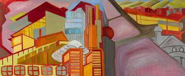 Original Abstract Cities Paintings by Marian Ichaso Lefeld