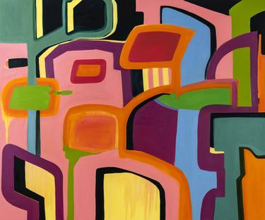 Original Abstract Cities Paintings by Marian Ichaso Lefeld