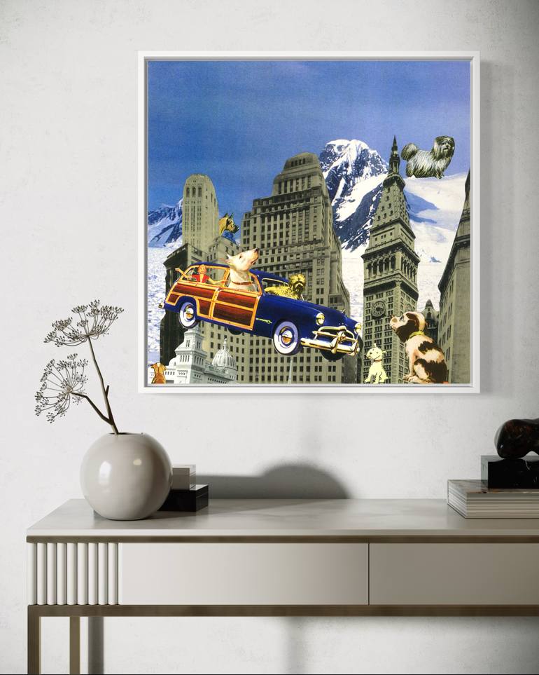 Original Conceptual Dogs Collage by Laurie Raskin