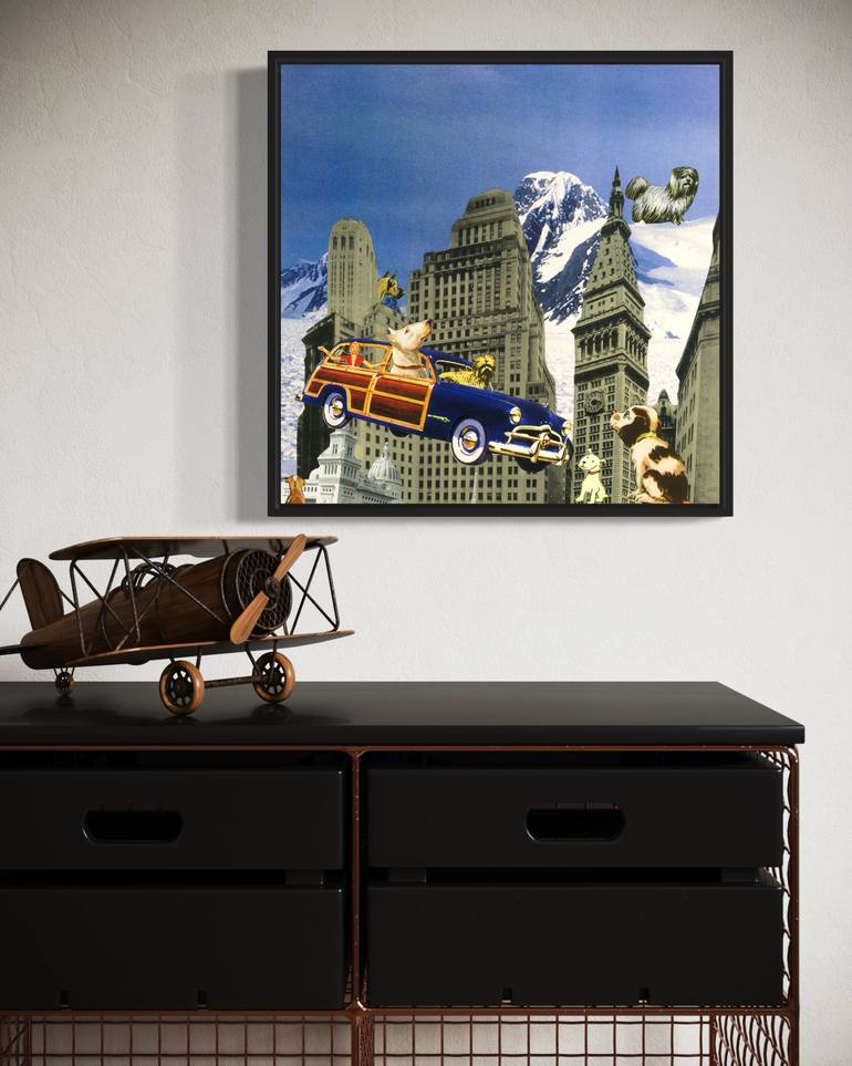 Original Conceptual Dogs Collage by Laurie Raskin