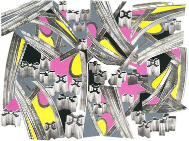 Original Pop Art Architecture Collage by Laurie Raskin