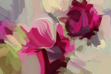 California Spring Roses,Irena Orlov, One of a kind Hand Embellished Canvas Giclee.. 48 x 72 x 1.5" thumb
