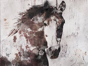 Wild Horse, 45 x 60 x 1.5 " Irena Orlov's One-of-a-Kind Hand Embellished Textured Canvas Art thumb