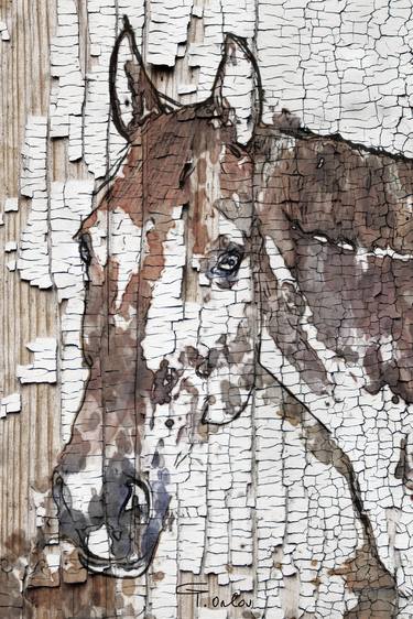 The Observer, 40 x 60 x 1.5 inches, Irena Orlov's One-of-a-Kind Horse Ultra Hand Embellished Textured Canvas Art thumb