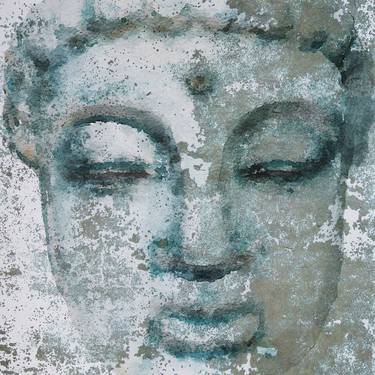 Buddha, Large Rustic Art 45 x 45 x 1.5 inches, Irena Orlov's One-of-a-Kind Hand Embellished Textured Canvas thumb