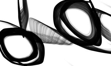 Abstract Poetry in Black and White 8, 50 x 80 x 2  inches, Abstract Black And White Mixed Media: Digital, Acrylic, Ink Canvas Art thumb