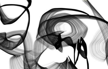 No-Borders, 50 x 80 x 1.5 inches, Abstract Black And White Digital work on canvas mixed with acrylic paint and textures thumb