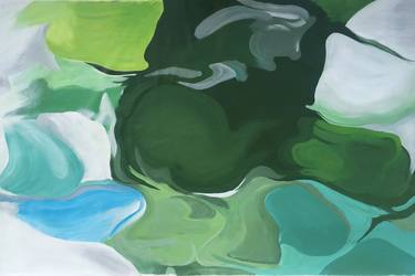 Studio SALE. Ode To Spring, Original Abstract Blue Green Oil on Canvas by Irena Orlov thumb