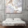 White Shells, Original Rustic Shells Coastal Painting with Acrylic on Unstretched Canvas 54 x 54 inches by Irena Orlov