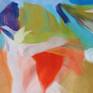 Blue Red Green Abstract Painting, Acrylic on Canvas Rolled.