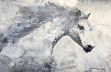 Print of Abstract Horse Mixed Media by Irena Orlov