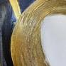 Blue Gold Circles Abstract Painting Art on Canvas 48 x 72 inches