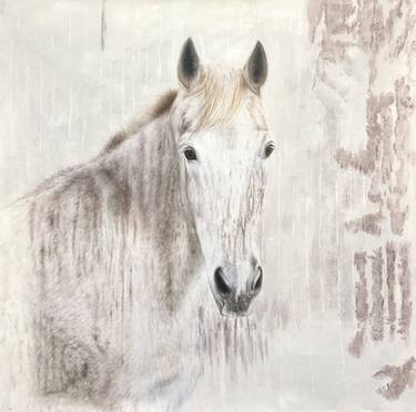 White Beauty Rustic Horse Oil on Canvas thumb