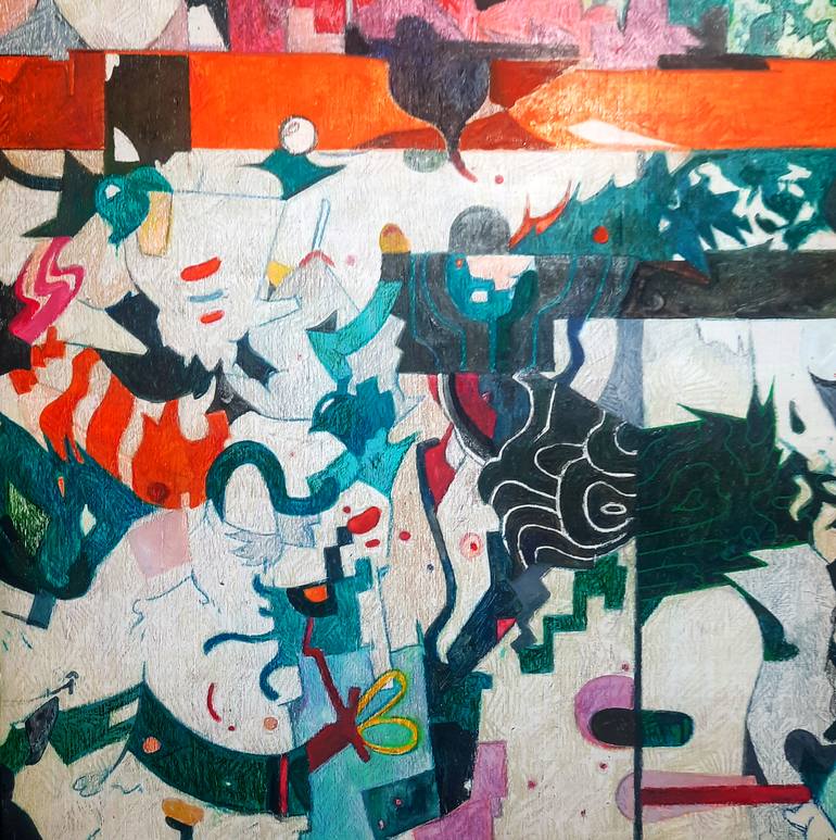 Original Conceptual Abstract Painting by Lequeux Philippe