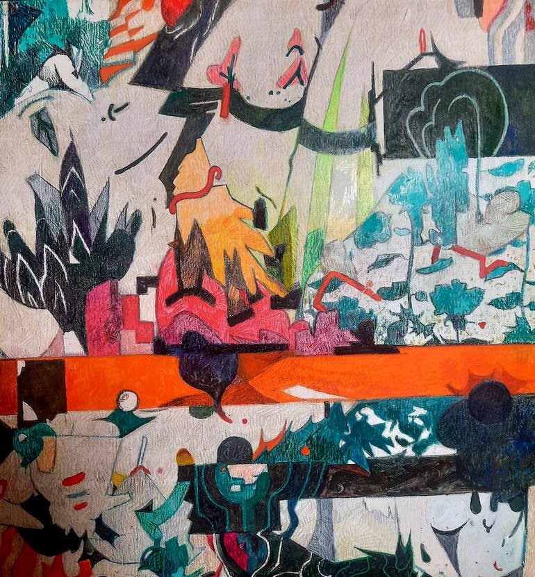 Original Conceptual Abstract Painting by Lequeux Philippe
