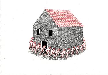 Original Figurative Bicycle Drawings by Karen Opstelten
