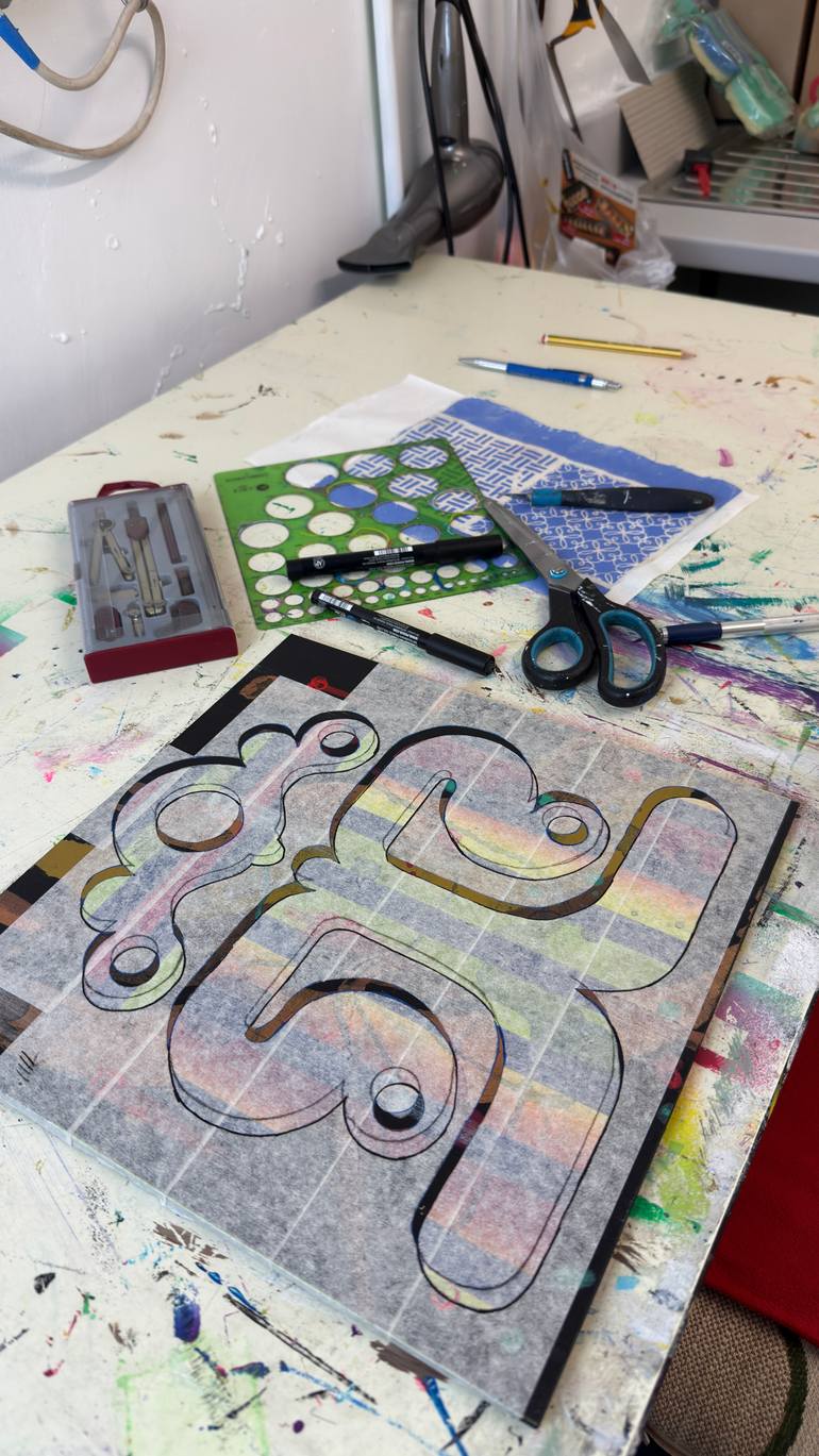 Original Geometric Abstract Painting by David Galan