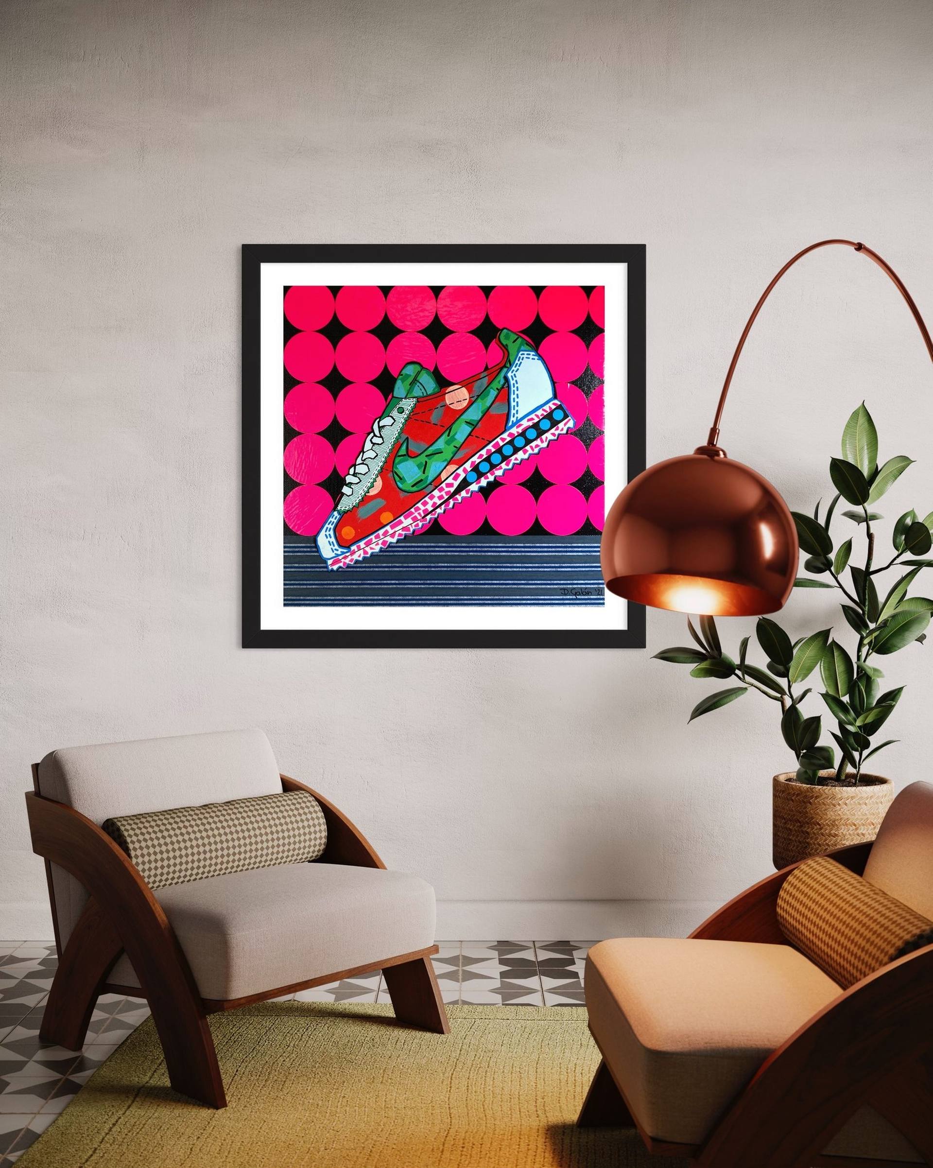 Nike Cortez red and green Painting by David Galan
