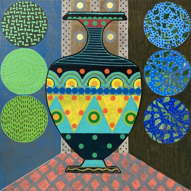 Dark Green Vase Painting by David Galan Saatchi Art