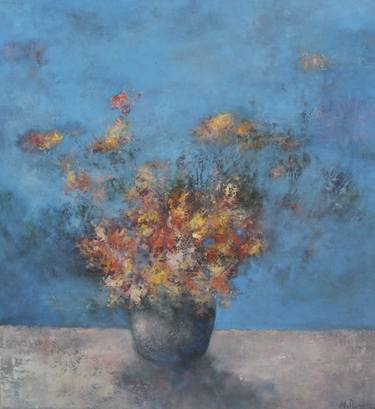 Mixed Flowers in a Blue Room thumb