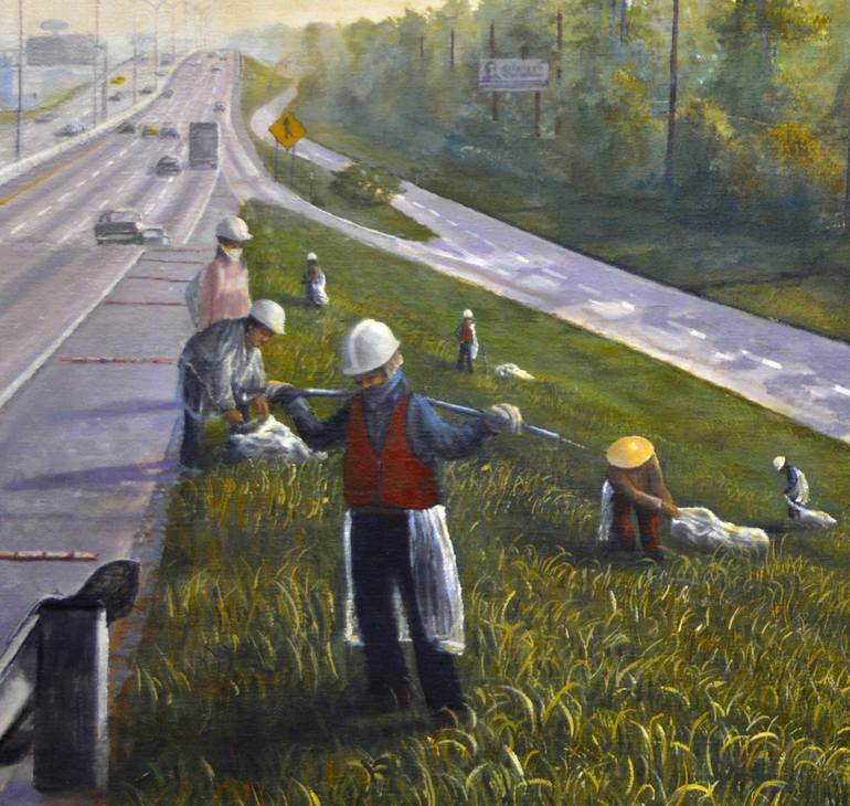 Original Documentary People Painting by William Kroll