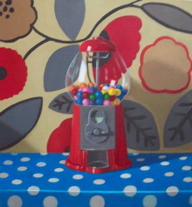 Gumball Machine with Red Floral with Dots thumb