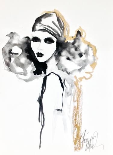 Fashion painting - Woman in head scarf thumb