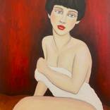 Bella sitting on a Sofa by Fiona Maclean