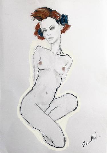 Seated Girl II - Inspired by Egon Schiele thumb