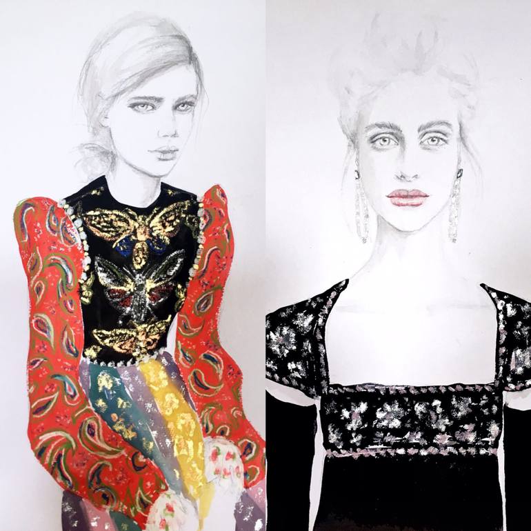 Original Fine Art Fashion Painting by Fiona Maclean